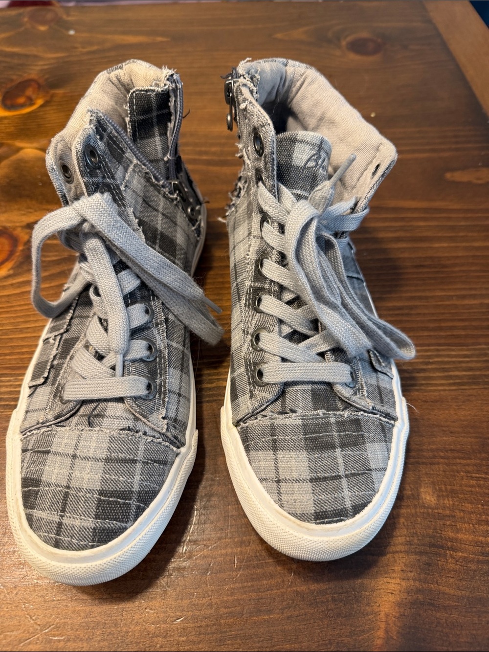 Women’s Blowfish High-Top Plaid Sneakers in Gray